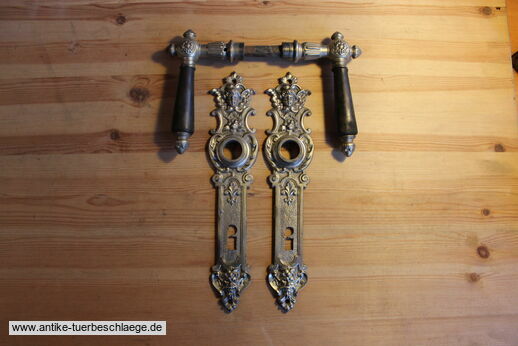 antike Drückergarnitur Engel / Teufel (Gründerzeit um 1890)