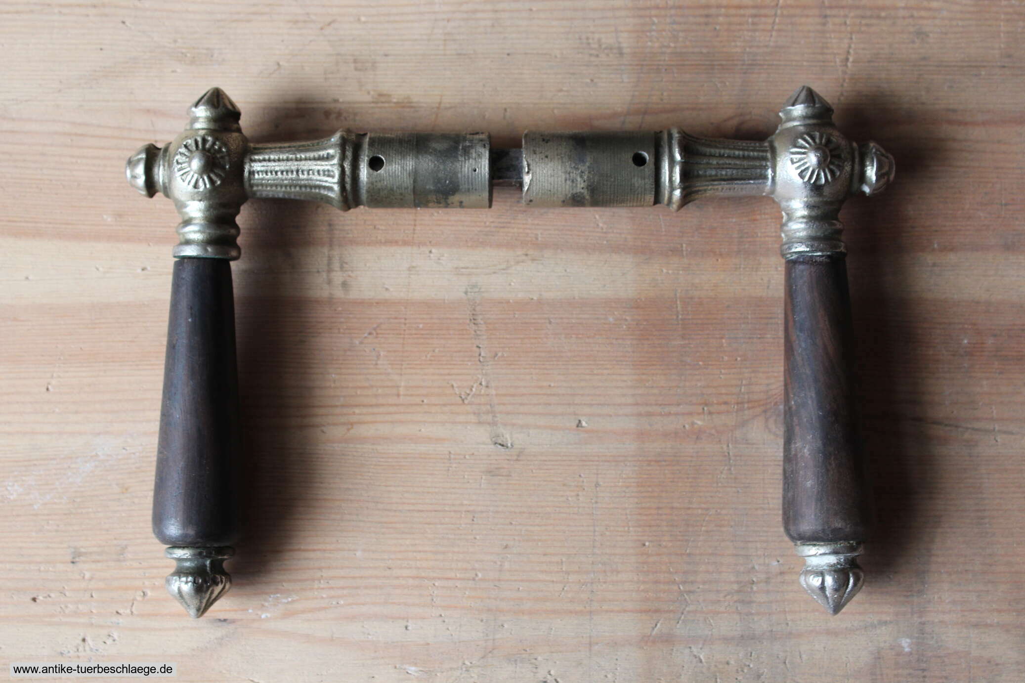 antike Drückergarnitur Engel / Teufel Messing – Ansicht 4