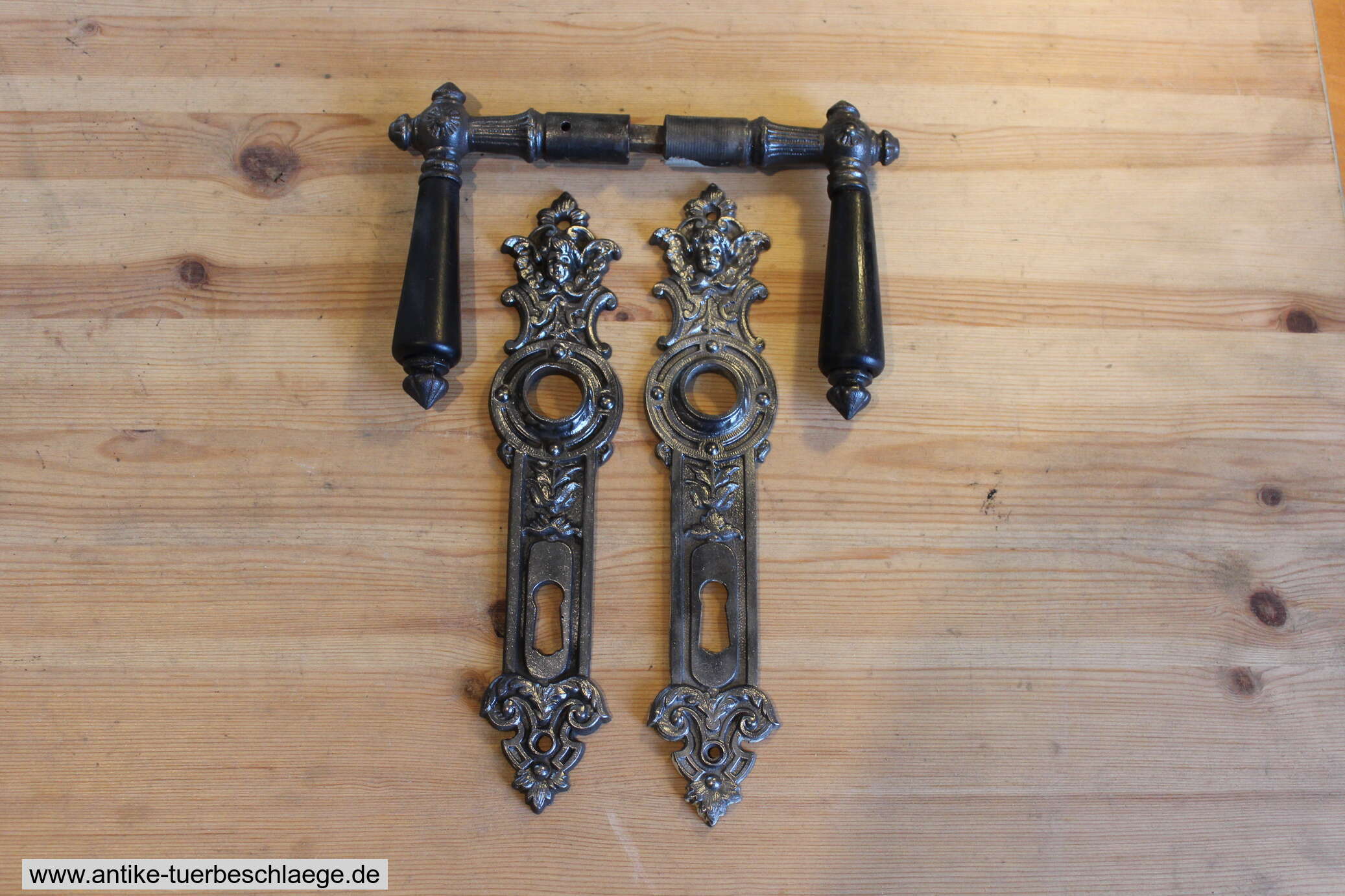 Antike Türdrückergarnitur Engelskopf 72mm Lochabstand! ~1980 #4 – Ansicht 1