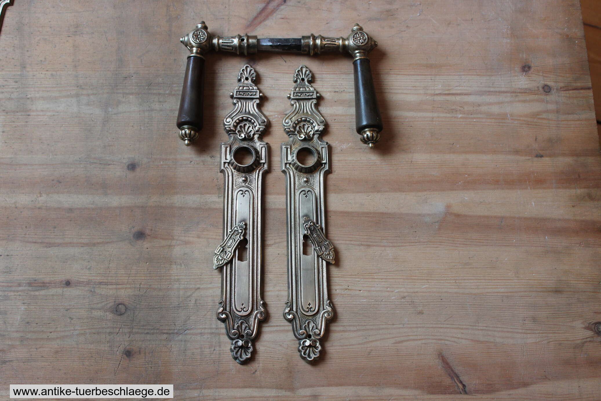 Historische Türdrückergarnitur Gründerzeit Messing 1920 #1 – Ansicht 1