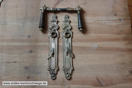 Historische Türdrückergarnitur Gründerzeit Messing 1920 #1