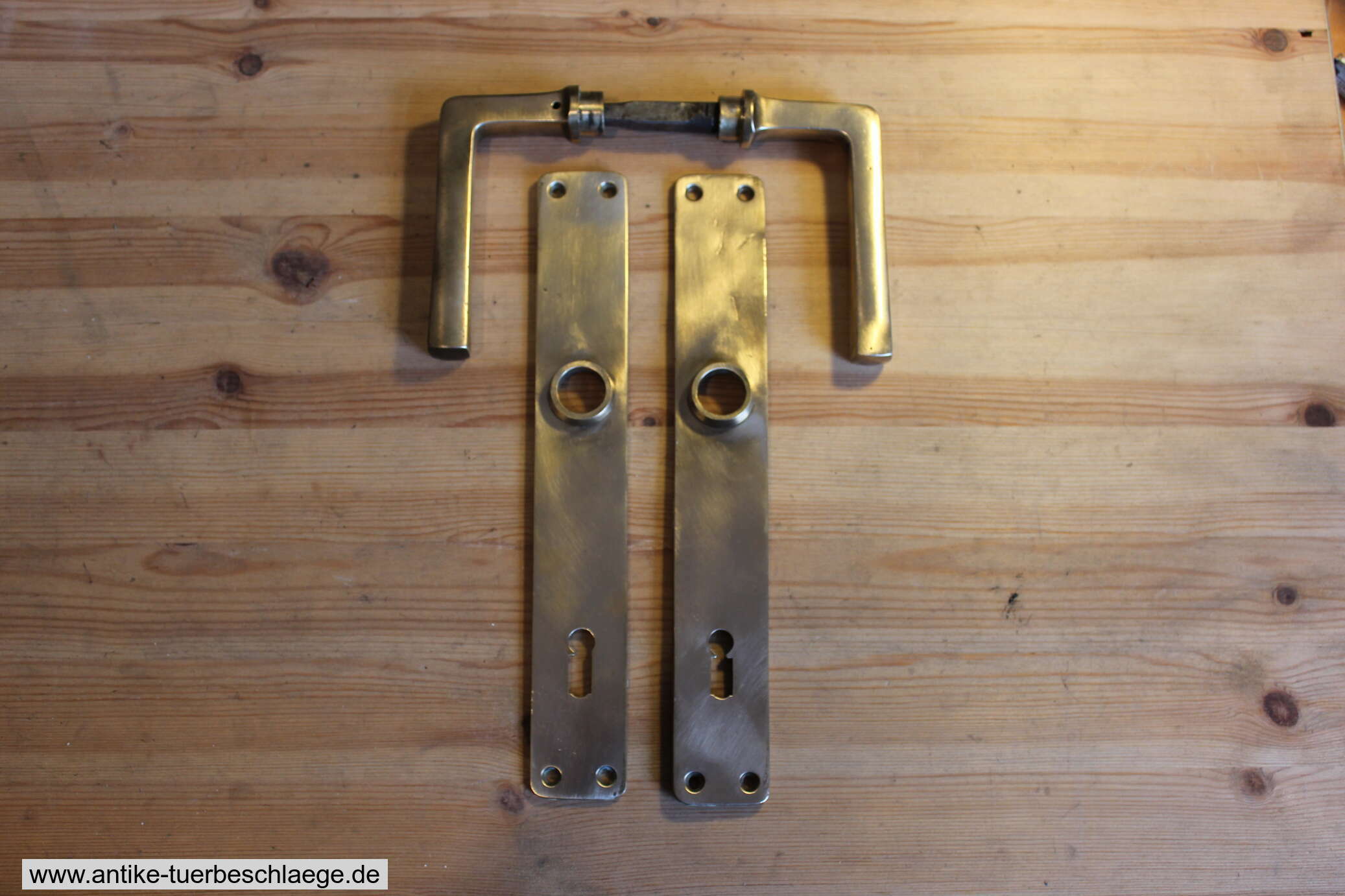 Türdrückergarnitur Messing schlichtes Muster – Ansicht 1