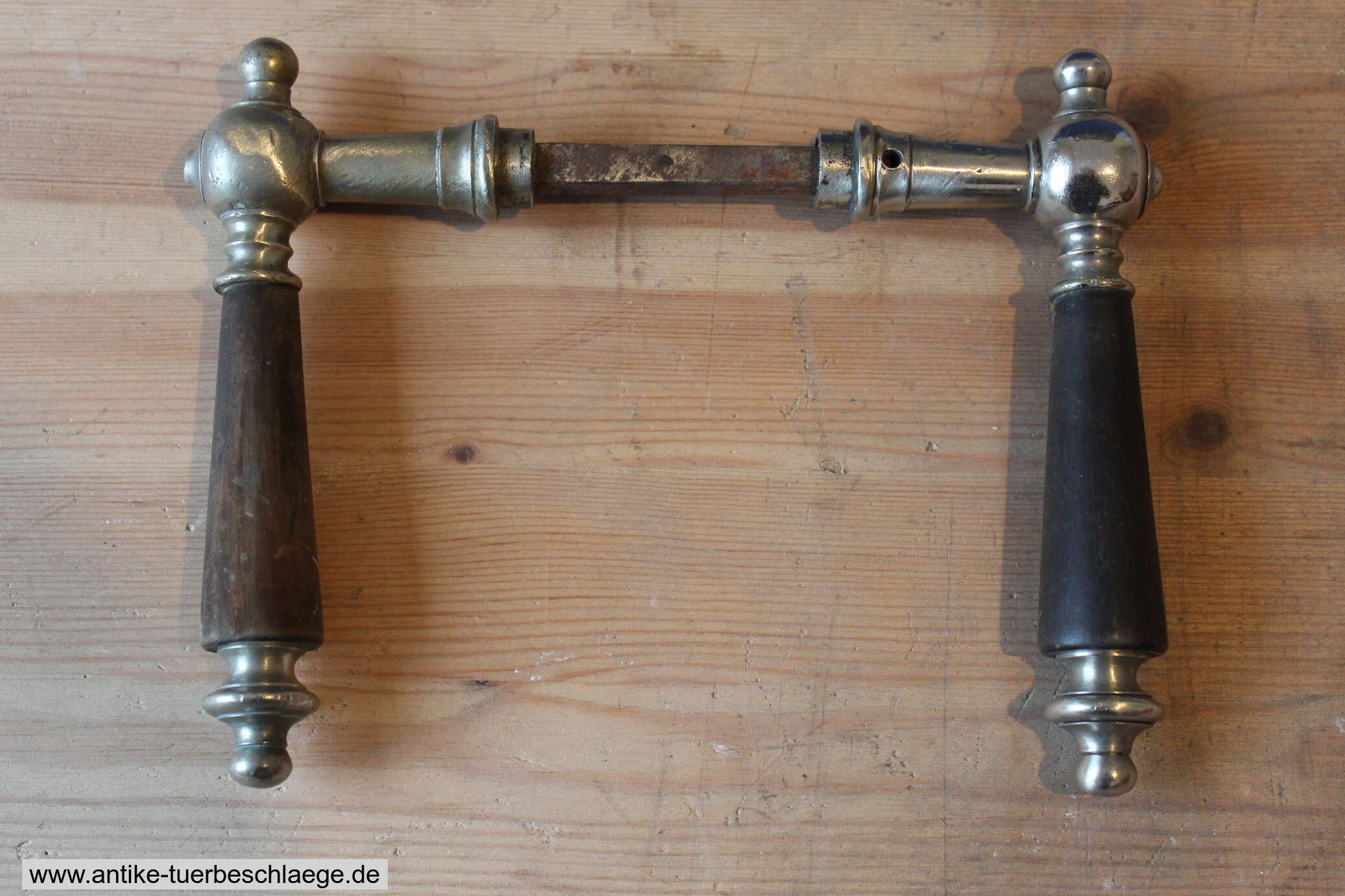 Antike Türklinke Jugendstil schlicht (Rosetten) vernickelt #1 – Ansicht 4