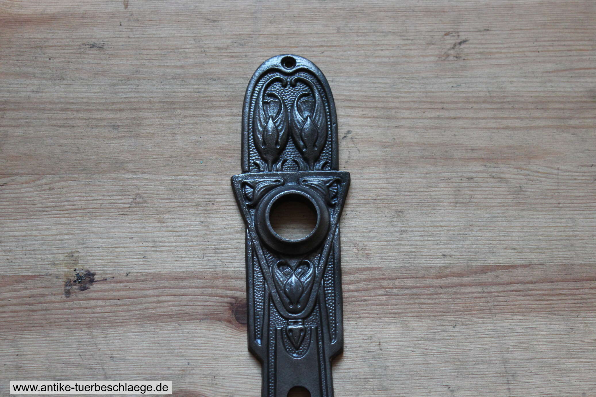 Florales Jugednstilmuster, antike Türdrückergarnitur Jugendstil ca. 1910 – Ansicht 2