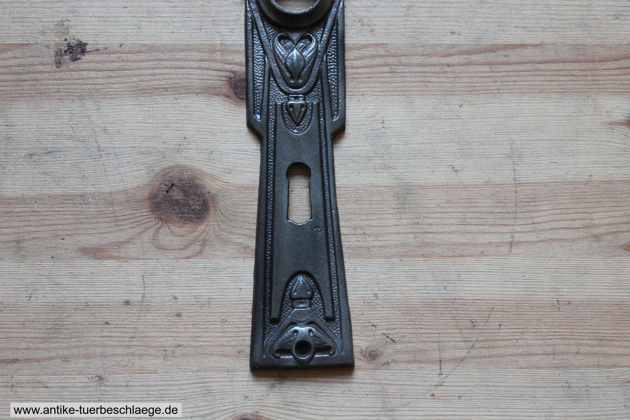 Florales Jugednstilmuster, antike Türdrückergarnitur Jugendstil ca. 1910 – Ansicht 3